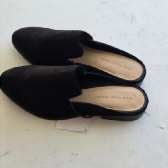 New Who What Wear Faux Fur Mules Flats Black Size 6.5 7.5 8.5 Comfort Slides - Picture 11 of 14